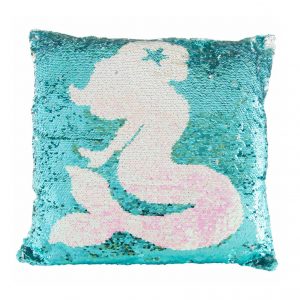 Zeemeermin kussen met pailletten blauw
